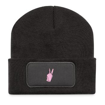 peace pink - Recycled Patch Beanie - dark grey - Front