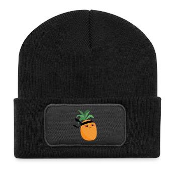 Ninja-Ananas – Fruchtiger Krieger - Recycelte Patch Beanie - Schwarz - Vorne