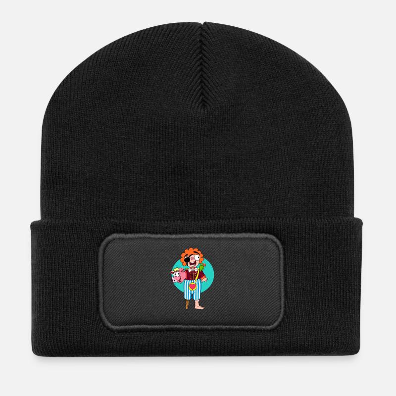 PigPirate - Recycelte Patch Beanie - Schwarz