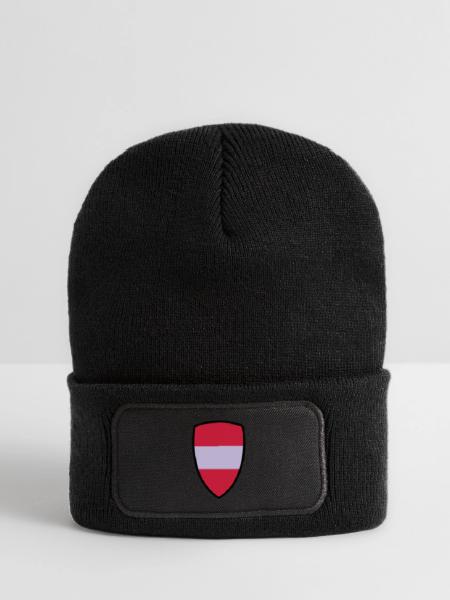 österreich fahne - Recycelte Patch Beanie - Schwarz - Vorne