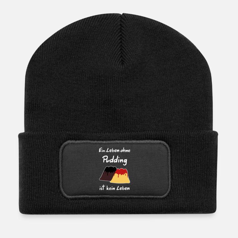 Une vie sans pudding n’est pas une vie - Beanie recyclé à patch - noir