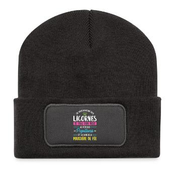 La reine des licornes - Beanie recyclé à patch - charbon - Devant