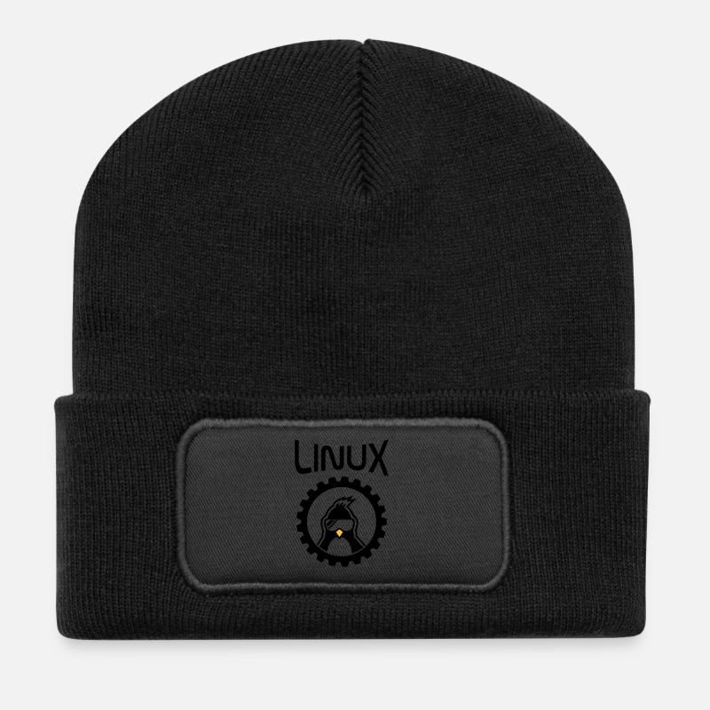 linux wheel - Recycled Patch Beanie - black