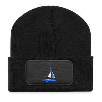Sailboat in the water Blue - Recycled Patch Beanie - black - Front