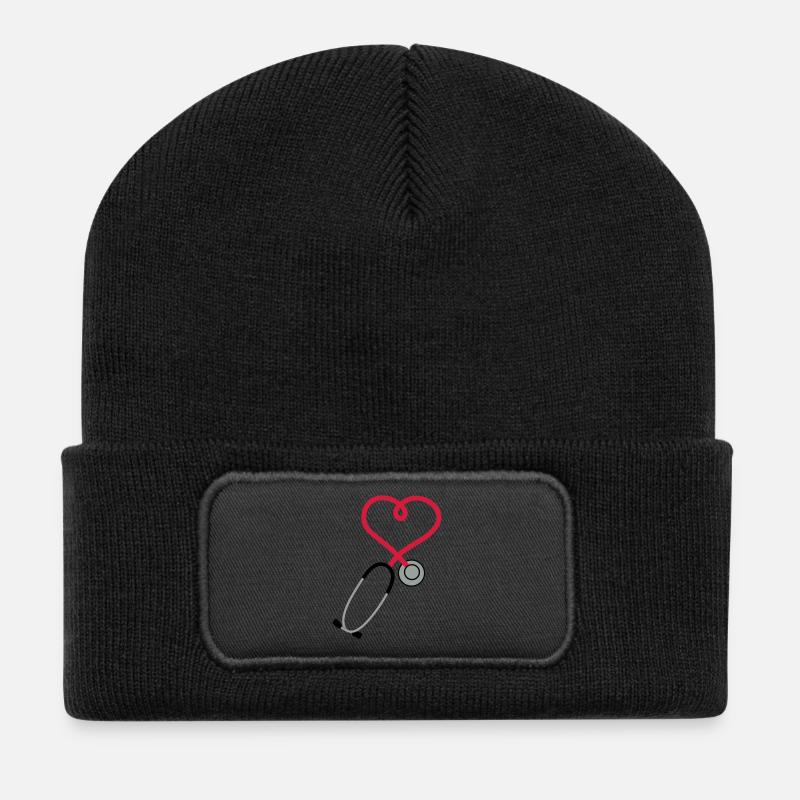 stéthoscope_sp7 - Beanie recyclé à patch - noir