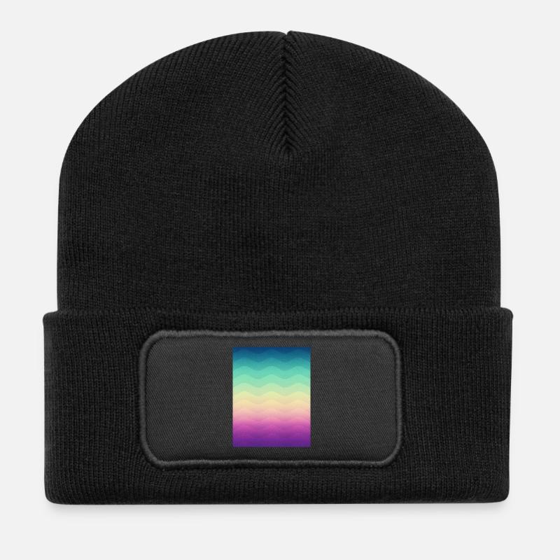 Minimal Geometry Waves (Rainbow) - Phone Case - Recycled Patch Beanie - black
