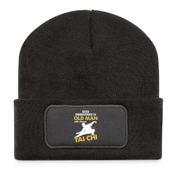 Never Underestimate An Old Man Who Knows Tai Chi - Recycled Patch Beanie - dark grey - Front