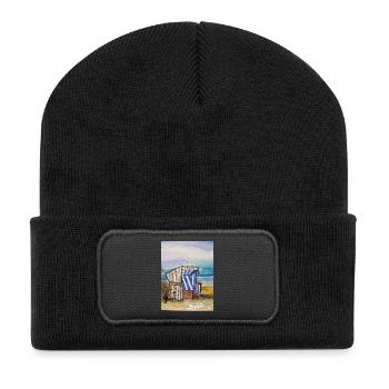 Vacances au rez-de-chaussée I Mer du Nord I Sylt I Chaise de plage I Mer - Beanie recyclé à patch - noir - Devant