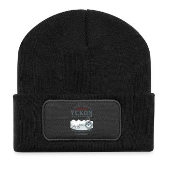 Yukon - Polar Bear - Eisbär - Recycelte Patch Beanie - Schwarz - Vorne