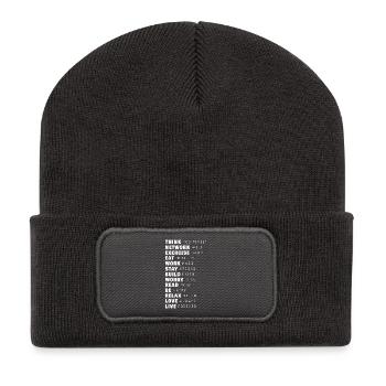 Think Positively - Recycled Patch Beanie - dark grey - Front