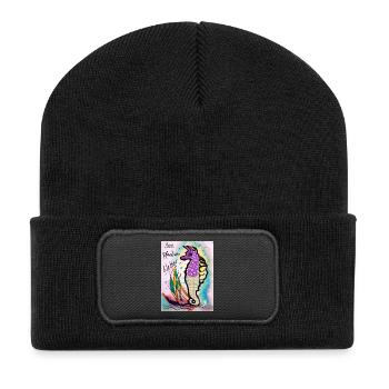 EG Seepferdchen I Tier I Meer I Urlaub i Geschenk - Recycelte Patch Beanie - Schwarz - Vorne