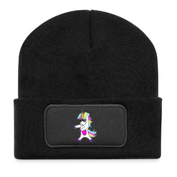 Einhorn Sonnenbrille Do the Floss Flossing - Recycelte Patch Beanie - Schwarz - Vorne