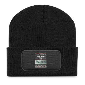 merry go fuck yourself xmas sweater - Recycled Patch Beanie - black - Front