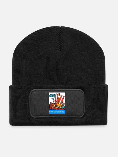 EG Tiere I Save the animals. I planetcontest - Recycelte Patch Beanie - Schwarz