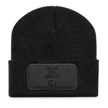 Journalist / Journalismus / Zeitung / Reporter - Recycelte Patch Beanie - Schwarz - Vorne