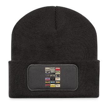 Cassettes rétro - Beanie recyclé à patch - charbon - Devant
