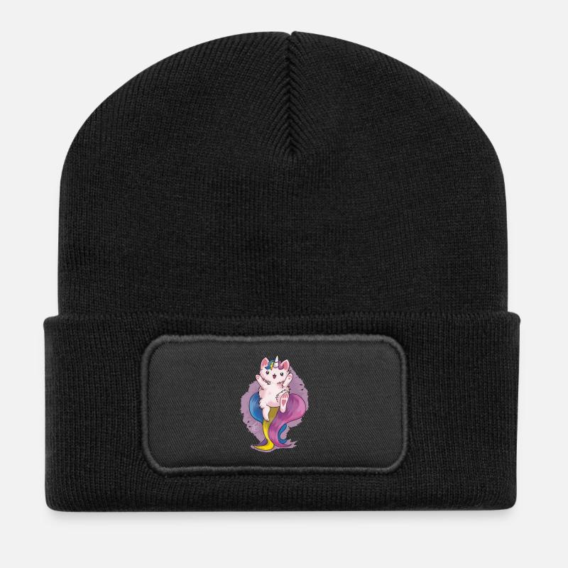 Kitty Katacorn is Happy - Recycled Patch Beanie - black