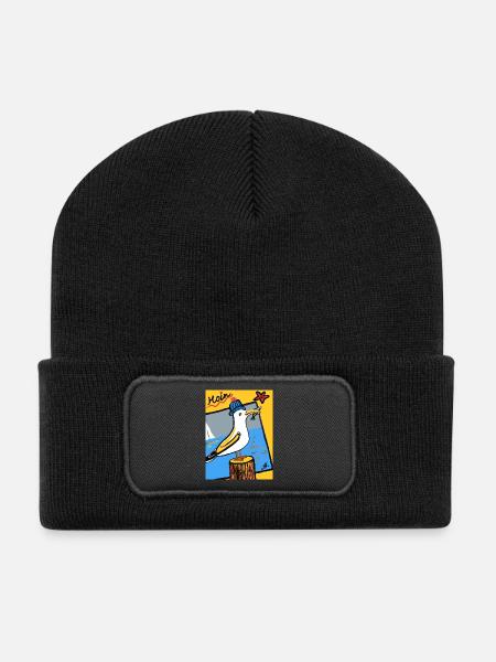 EG Möwe I Tier I Meer I Urlaub I Bild - Recycelte Patch Beanie - Schwarz