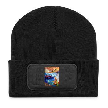 EG Urlaub I Cran Canaria I Aquarell - Recycelte Patch Beanie - Schwarz - Vorne