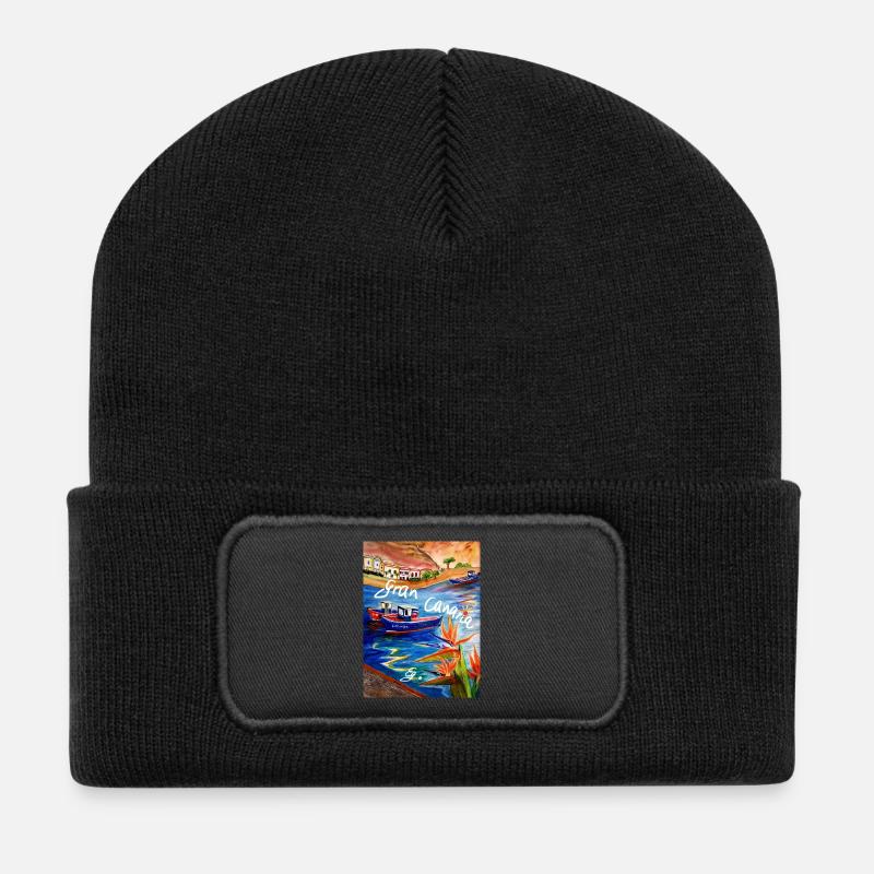 EG Urlaub I Cran Canaria I Aquarell - Recycelte Patch Beanie - Schwarz