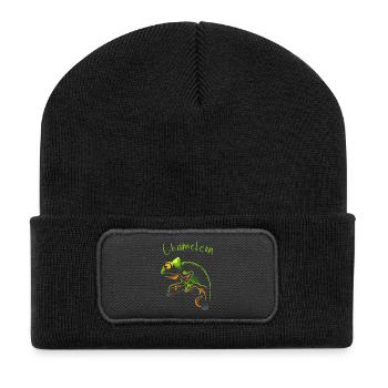 Vivid Chameleon Illustration for Nature Lovers - Recycled Patch Beanie - black - Front