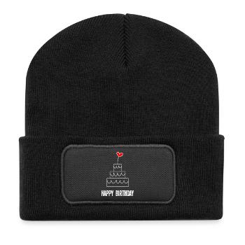 ALLES GUTE ZUM GEBURTSTAG. ALLES GUTE ZUM GEBURTSTAG. JAHRESTAG - Recycelte Patch Beanie - Schwarz - Vorne