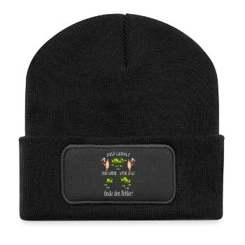 Finde den Fehler ! - Recycelte Patch Beanie - Schwarz - Vorne