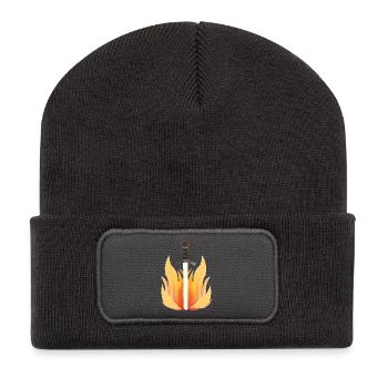 langschwert mit Flammenmuster, feuerdesigns - Recycelte Patch Beanie - Dunkelgrau - Vorne