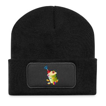 Sand toys on the beach with colorful shells - Recycled Patch Beanie - black - Front
