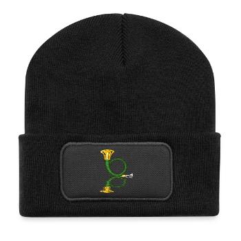 chasseurs de cor de chasse soufflent des musiciens - Beanie recyclé à patch - noir - Devant