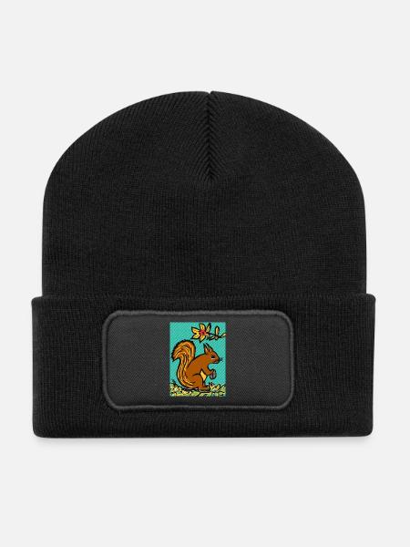 Eichhörnchen I Tier I Urlaub I Wald I EG - Recycelte Patch Beanie - Schwarz