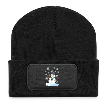 snowman and snowflakes cool christmas - Recycled Patch Beanie - black - Front