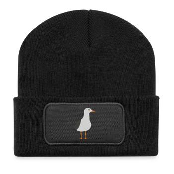 Möwe - Recycelte Patch Beanie - Schwarz - Vorne