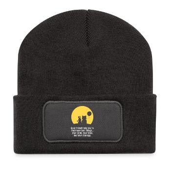 Sourire, espoir, courage - Beanie recyclé à patch - charbon - Devant