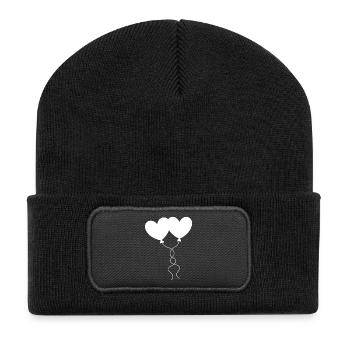 white heart white gift valentine's day - Recycled Patch Beanie - black - Front