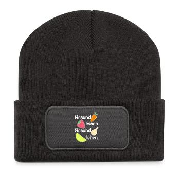 Gesund essen, gesund leben | Ernährung - Recycelte Patch Beanie - Dunkelgrau - Vorne