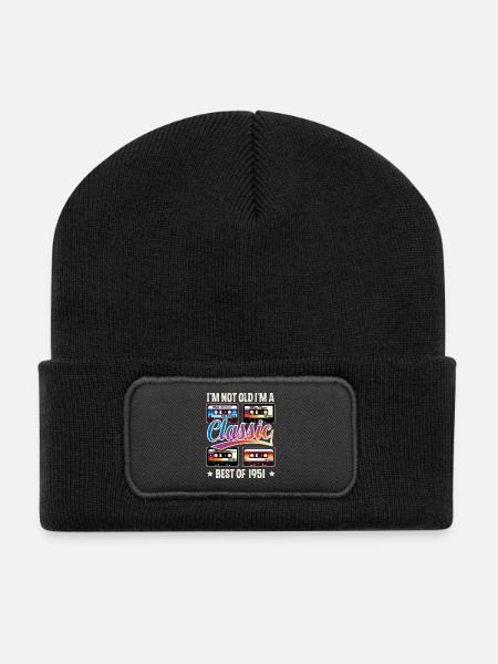 1951 Geburtsjahr Geburtstag Kassette Vintage - Recycelte Patch Beanie - Schwarz
