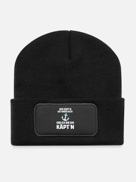 Kapitän Segeln Motorboot Boot Schiff Segler - Recycelte Patch Beanie - Schwarz