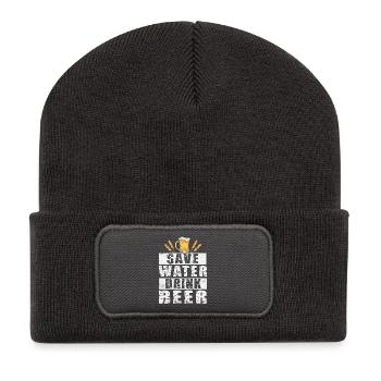 Bière - Beanie recyclé à patch - charbon - Devant