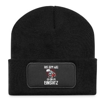 Feuerwehr Aus Dem Weg Ich Bin Im Einsatz - Recycelte Patch Beanie - Schwarz - Vorne