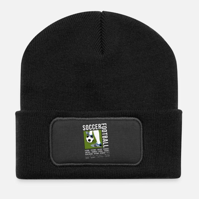 Fußball in verschiedenen Sprachen - Recycelte Patch Beanie - Schwarz