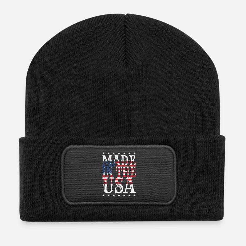 Hergestellt in den USA - Recycelte Patch Beanie - Schwarz