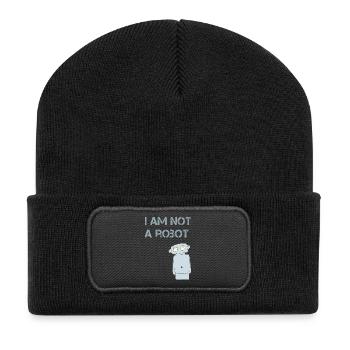 i am not a robot - Recycelte Patch Beanie - Schwarz - Vorne