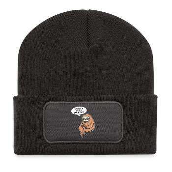Faul Faultier Statement Schlafen Dschungel Tier - Recycelte Patch Beanie - Dunkelgrau - Vorne