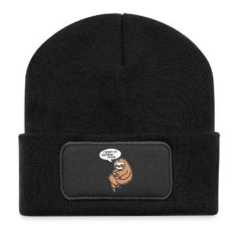 Relax Animal Statement Sloth Zoo Lazy Sleep - Recycled Patch Beanie - black - Front