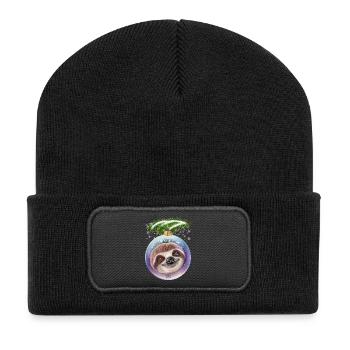 Christmas Cute Sloth Snow - Recycled Patch Beanie - black - Front