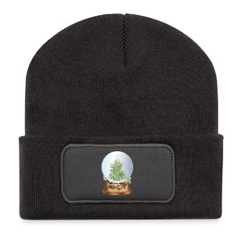 belle boule à neige nostalgique avec sapin de Noël - Beanie recyclé à patch - charbon - Devant
