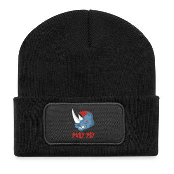Nashornkopf - Recycelte Patch Beanie - Schwarz - Vorne