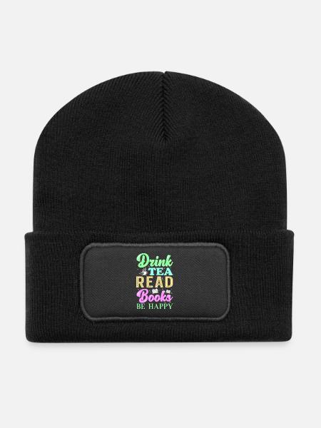 Lecture Livres Thé - Beanie recyclé à patch - noir