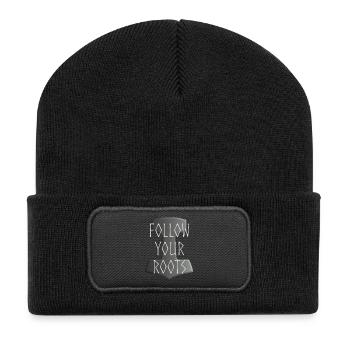 Mjölnir Donar Hammer Thor - Follow your Roots grey - Recycled Patch Beanie - black - Front